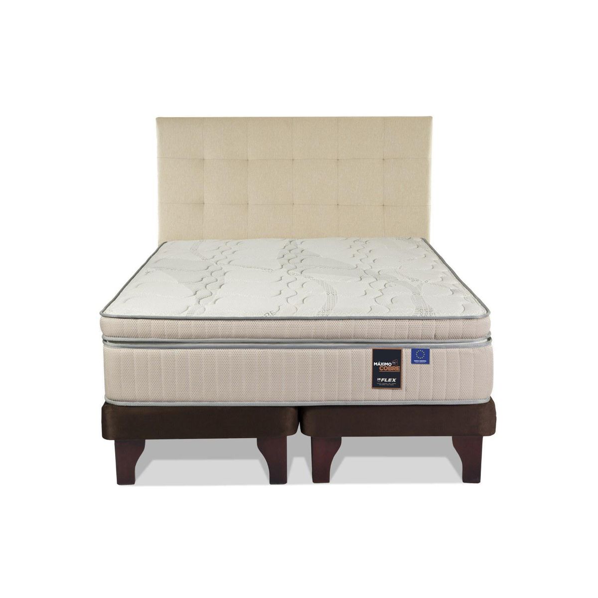 FLEX - Cama Europea Máximo Cobre King 180x200 cm + Respaldo Design Crudo