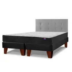 FLEX - Cama Europea Therapedic Plus King 180x200 cm+Respaldo Royal Gris