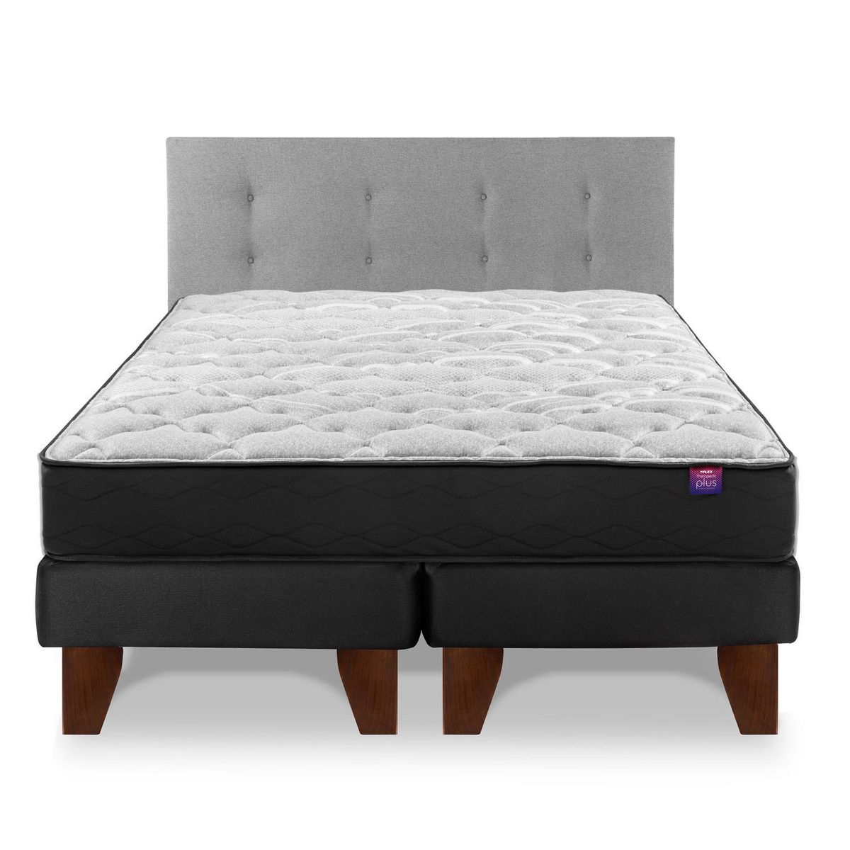 FLEX - Cama Europea Therapedic Plus King 180x200 cm+Respaldo Royal Gris