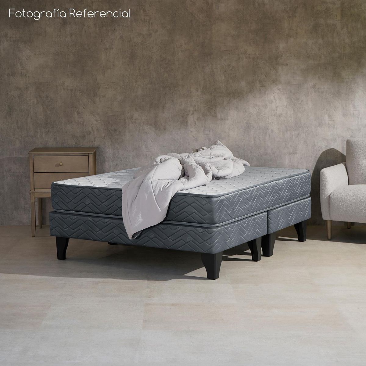 CELTA - Cama Europea Madrid 2 pl BD respaldo Cadiz + Pack almohada