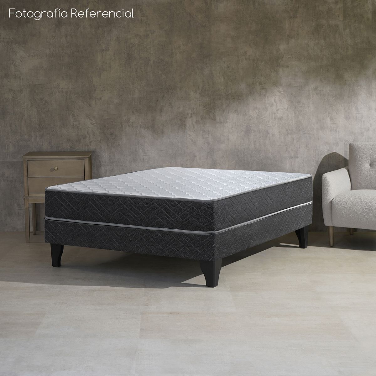 CELTA - Cama Europea Madrid 2 Pl + Set Cadiz+ Pack Almohada + Plumón Bicolor