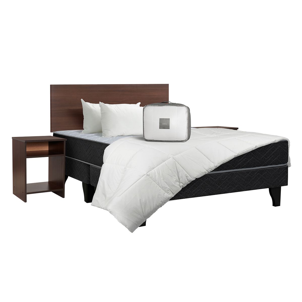 CELTA - Cama Europea Madrid 2 Pl Bd + Set Cadiz + Pack Almohada + Plu Bicolor