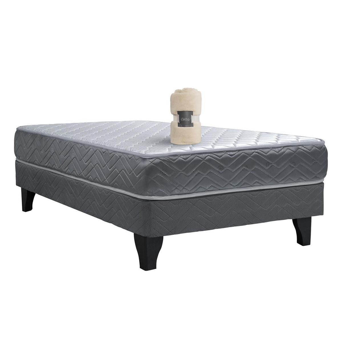 CELTA - Cama Europea Madrid 1,5 pl + frazada Flannel