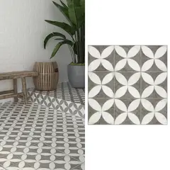 CORDILLERA - Cerámica 45.3x45.3 cm Flower white Blanco y negro 2.25 m2