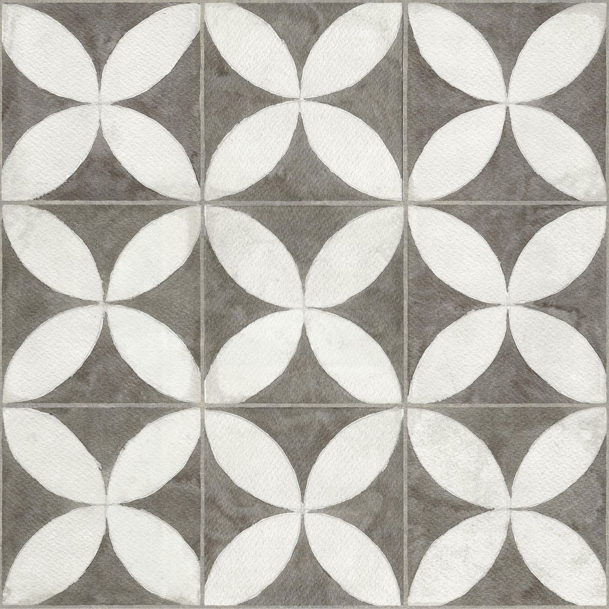 CORDILLERA - Cerámica 45.3x45.3 cm Flower white Blanco y negro 2.25 m2