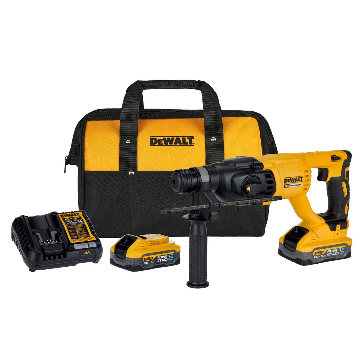 DEWALT - Rotomartillo inalámbrico SDS plus 20V + 2 baterías + bolso