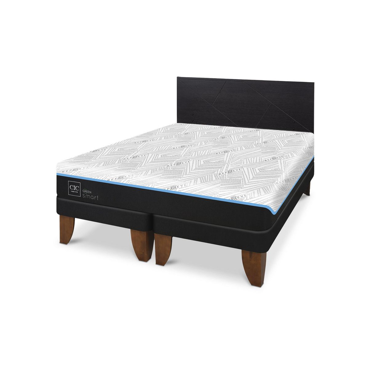 CIC - Cama 2 plazas Europea Green Infinity Azul / Blanco