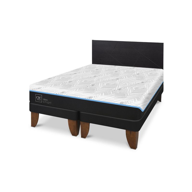 CIC - Cama 2 Plazas Europea Green Infinity Azul / Blanco