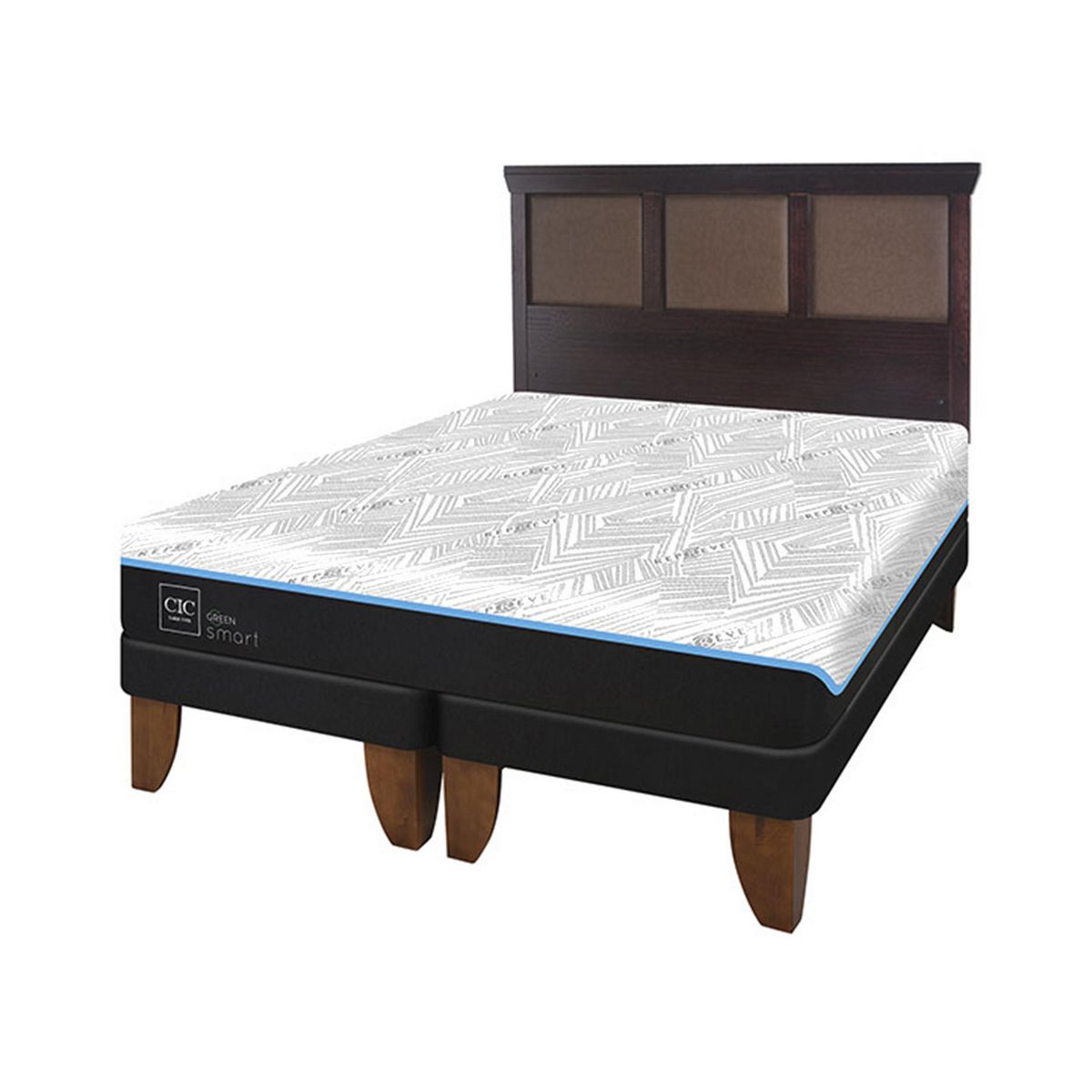 CIC - Cama 2 plazas Europea Green Infinity Azul / Blanco