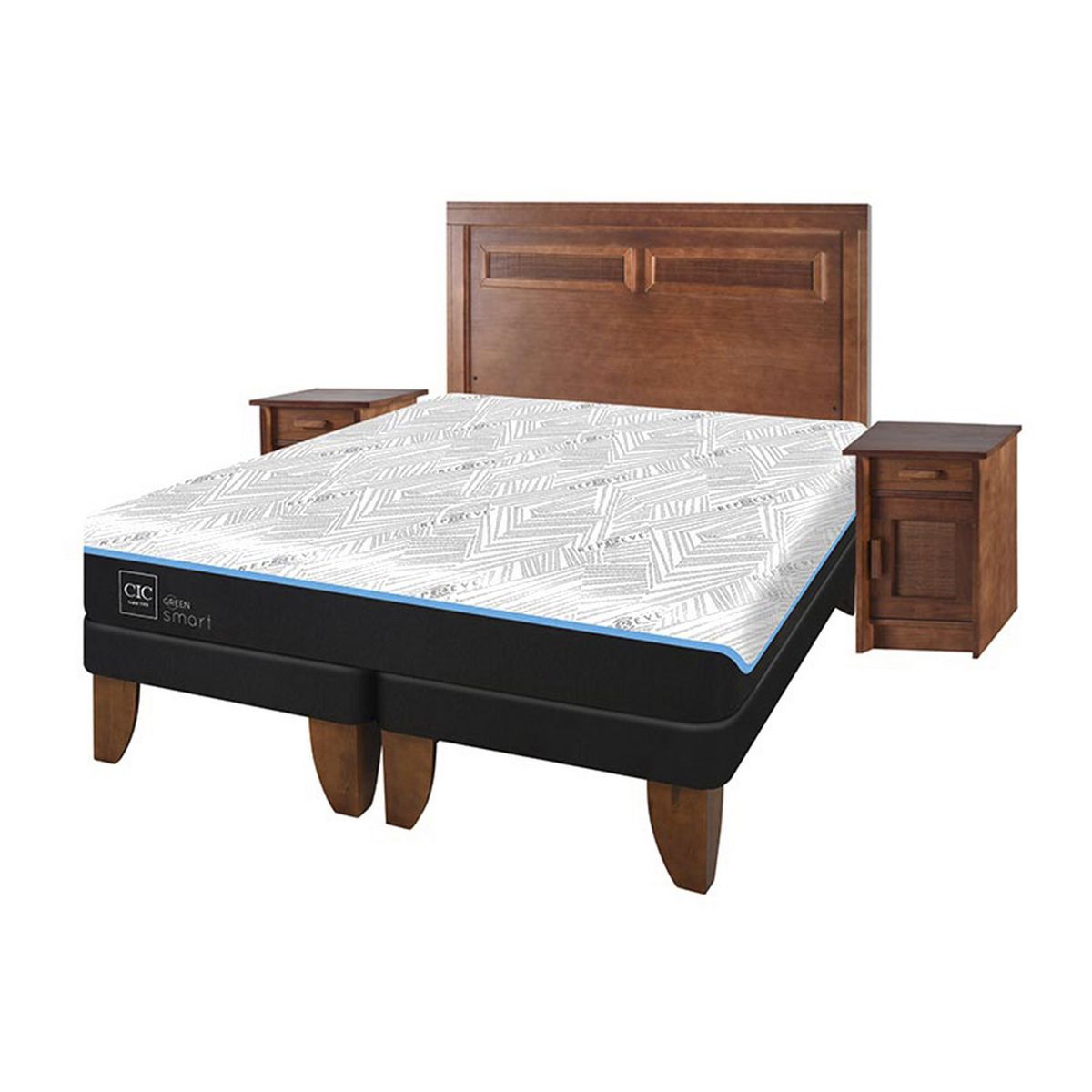 CIC - Cama 2 plazas Europea Green Infinity Azul / Blanco