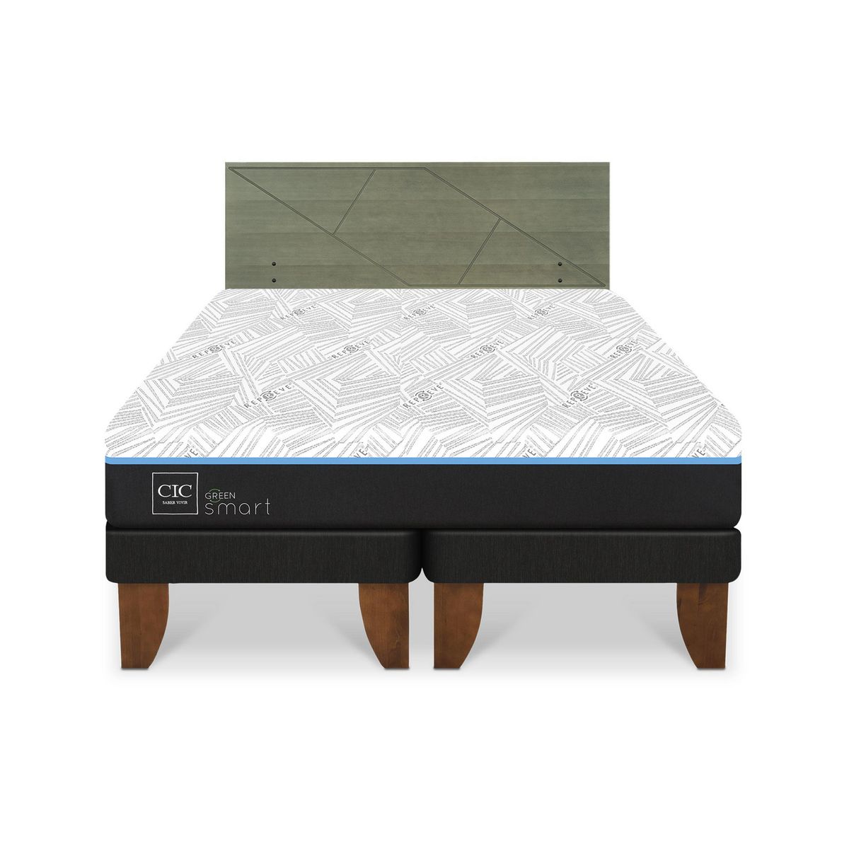 CIC - Cama 2 plazas Europea Green Infinity Azul / Blanco