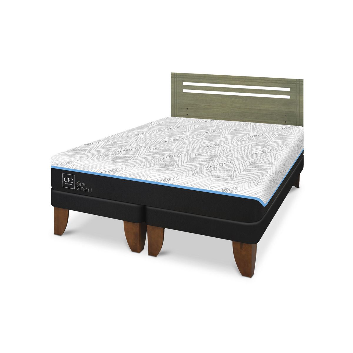 CIC - Cama 2 plazas Europea Green Infinity Azul / Blanco
