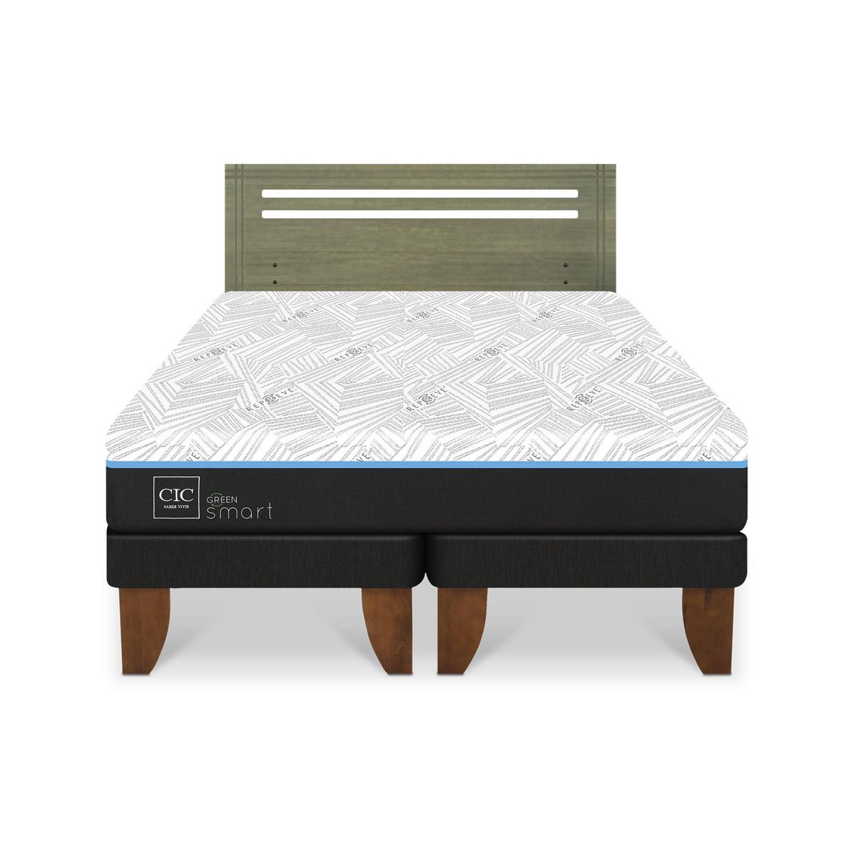 CIC - Cama 2 plazas Europea Green Infinity Azul / Blanco