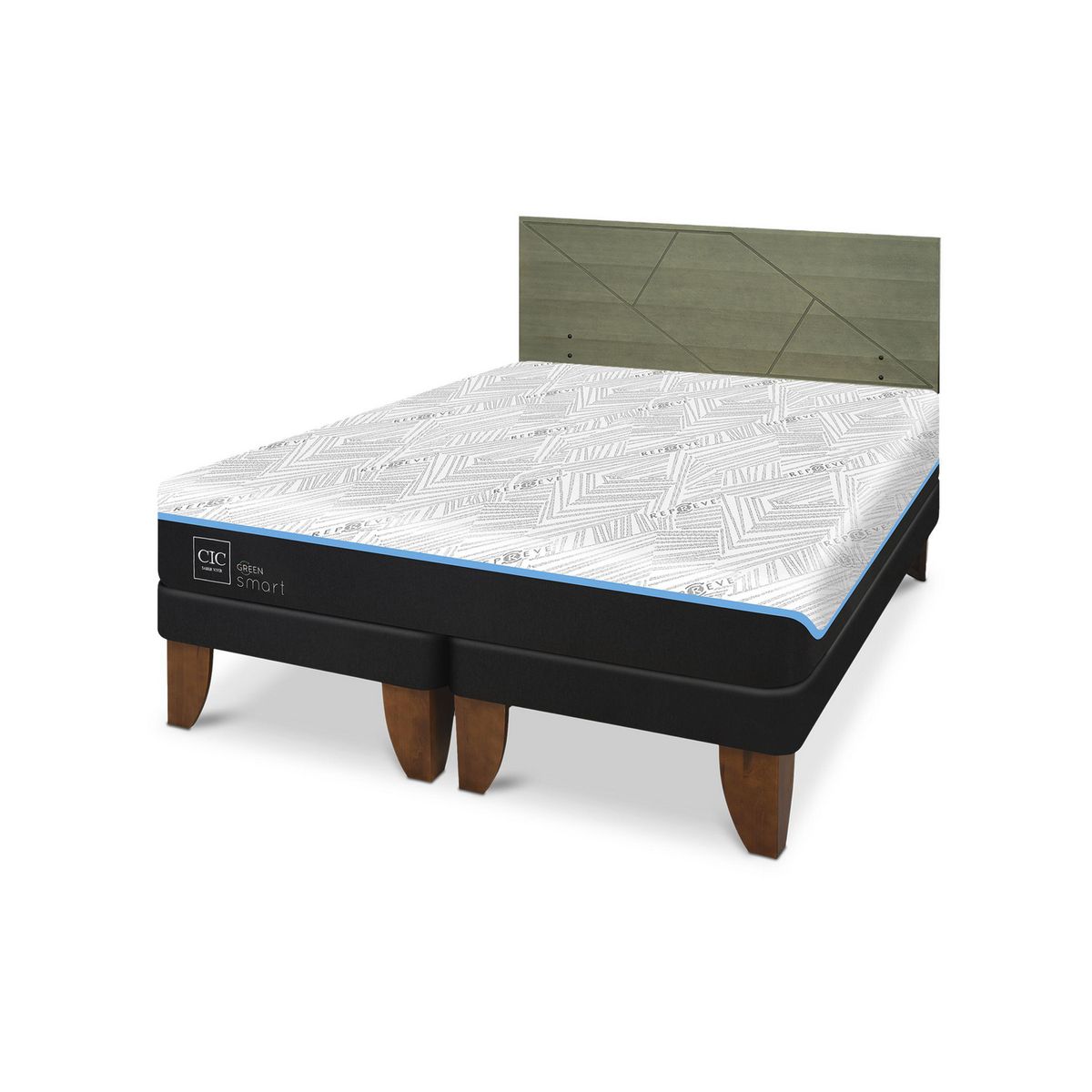 CIC - Cama King Europea Green Infinity Azul / Blanco