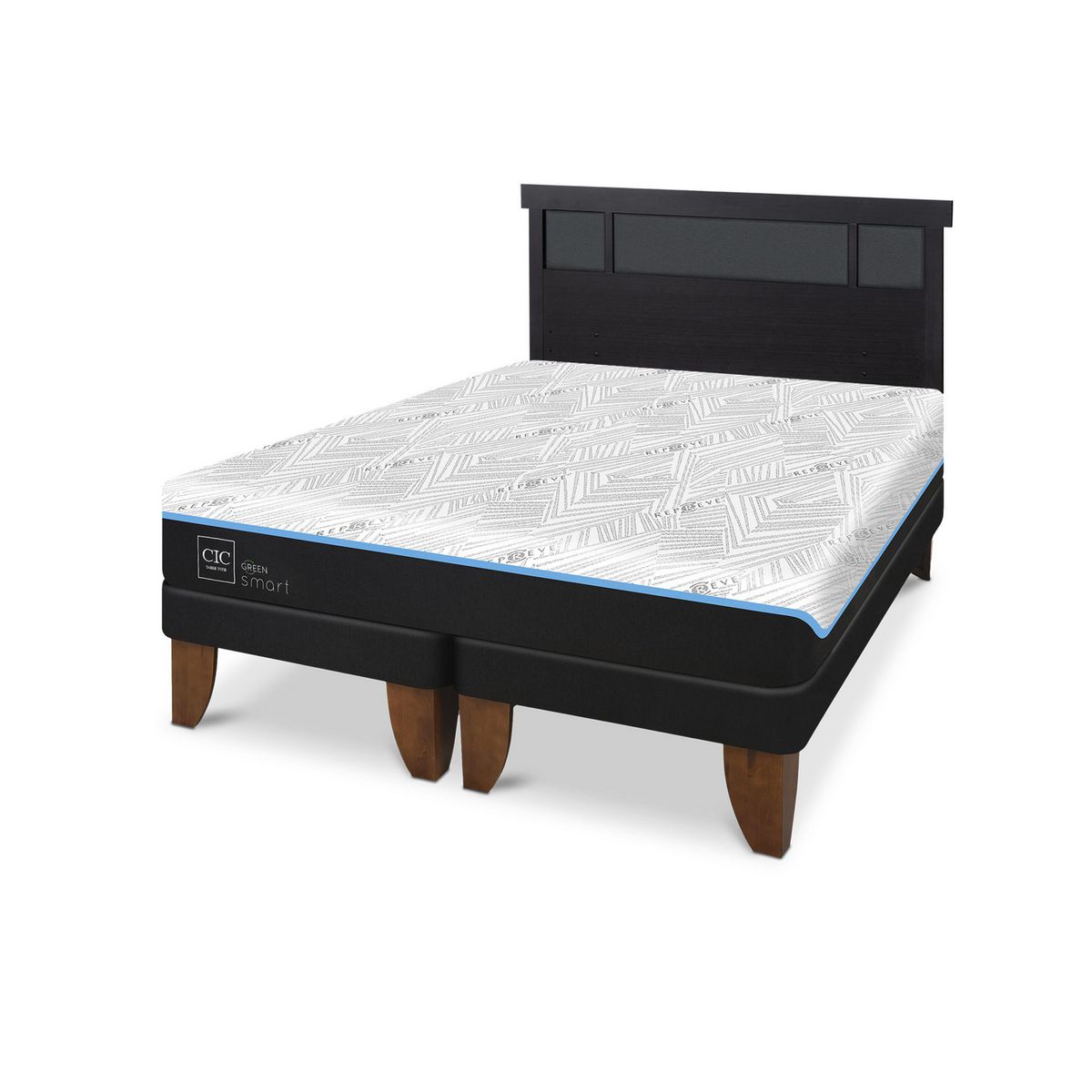 CIC - Cama King Europea Green Infinity Azul / Blanco