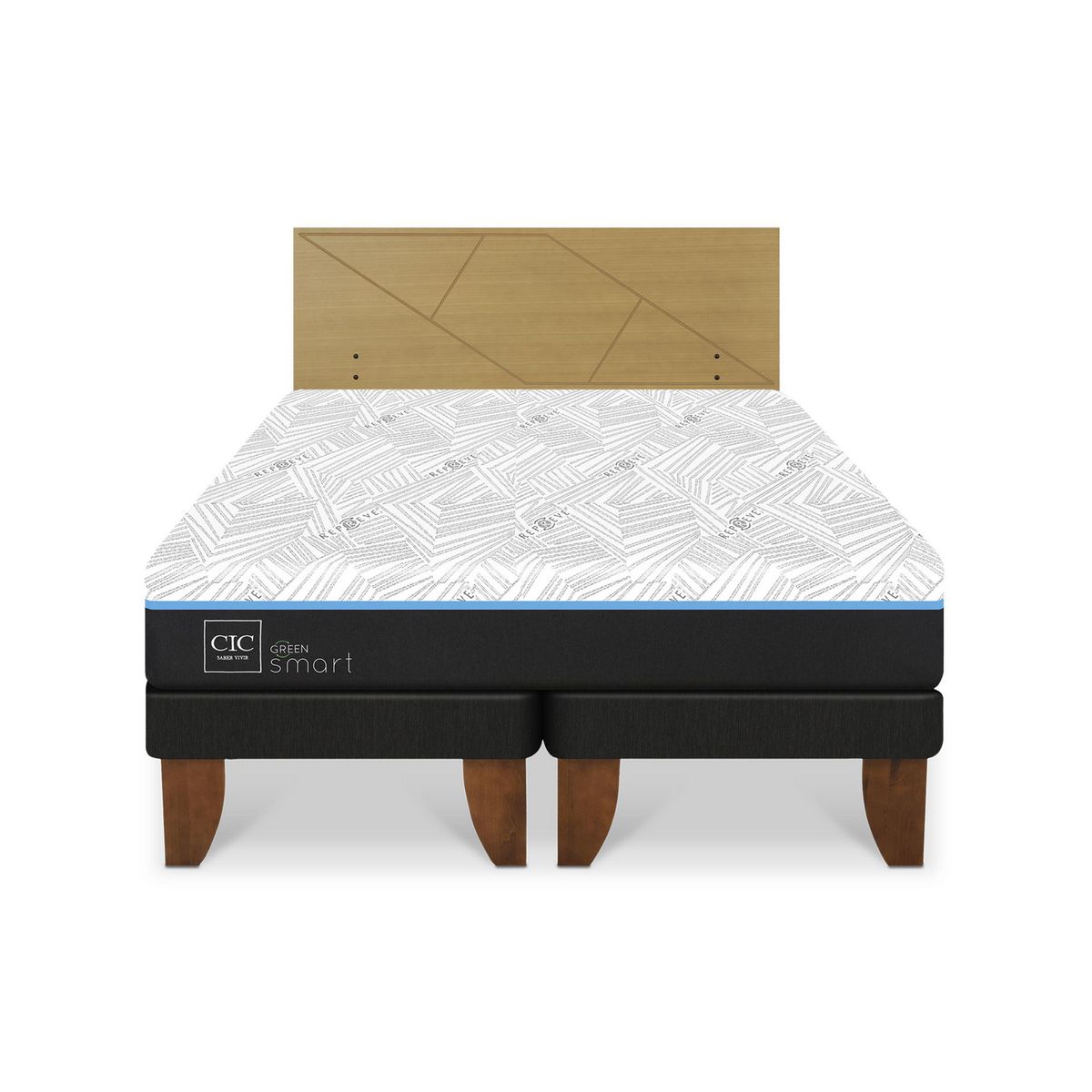 CIC - Cama 2 plazas Europea Green Infinity Azul / Blanco