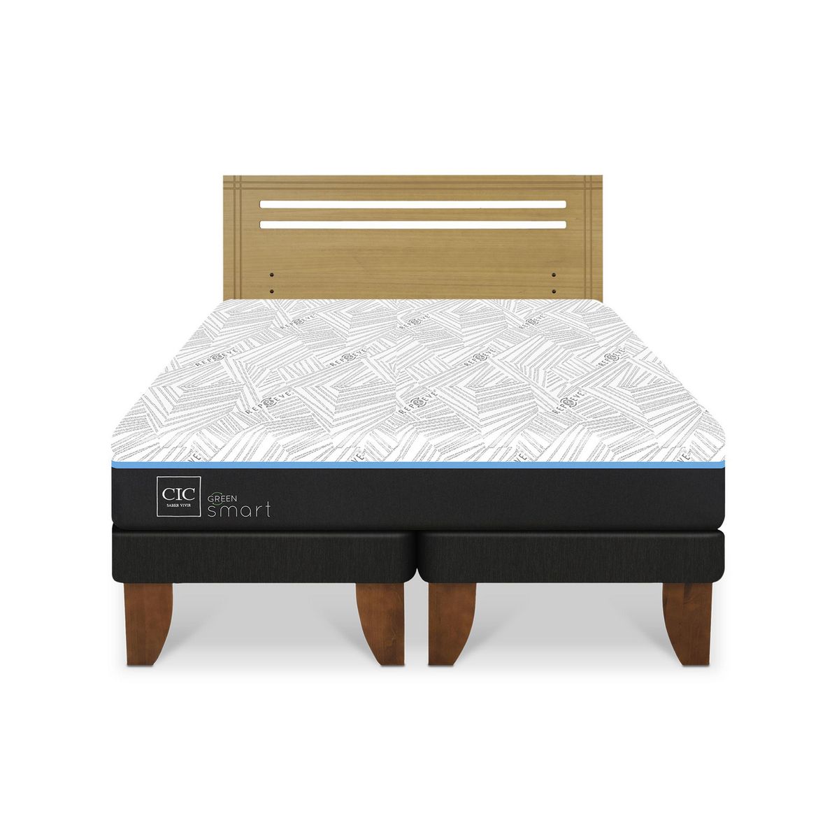 CIC - Cama 2 plazas Europea Green Infinity Azul / Blanco