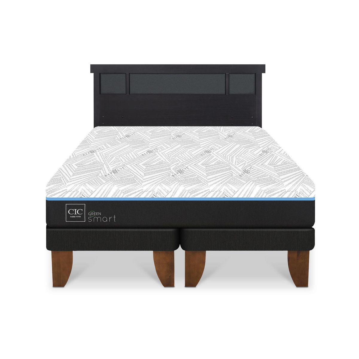 CIC - Cama 2 plazas Europea Green Infinity Azul / Blanco