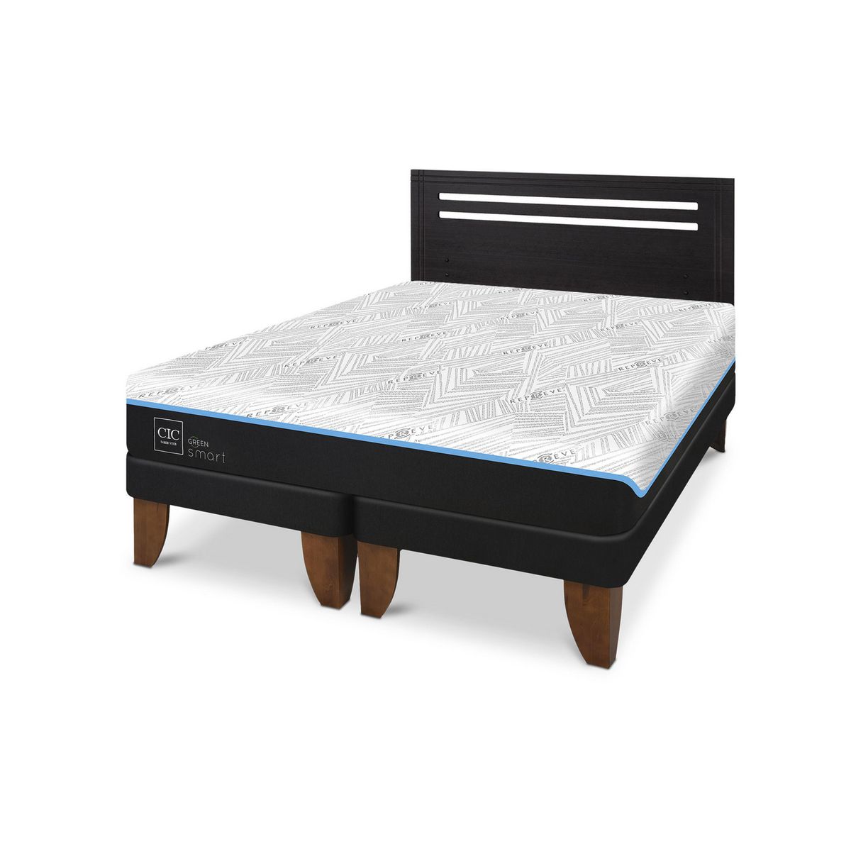 CIC - Cama 2 plazas Europea Green Infinity Azul / Blanco