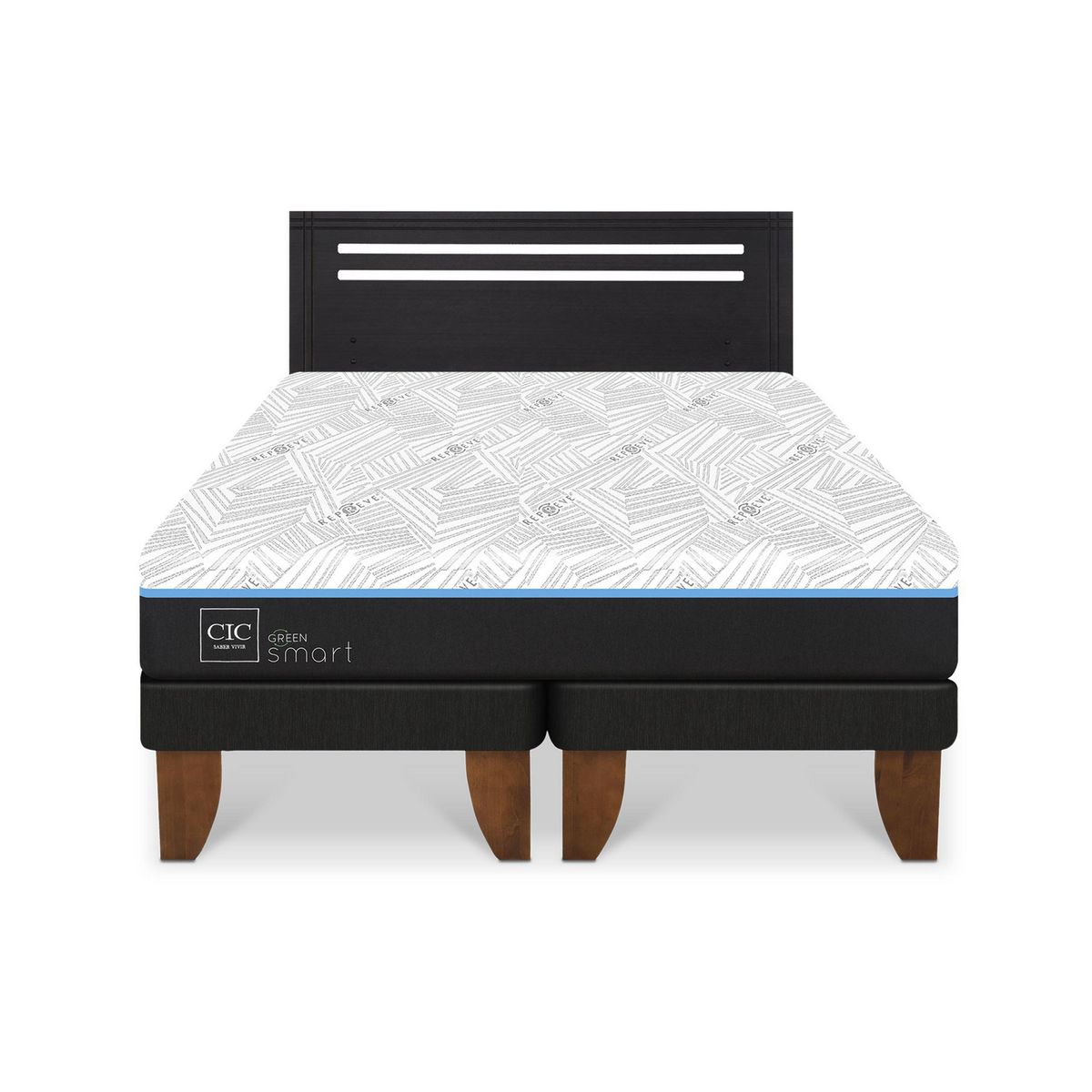 CIC - Cama 2 plazas Europea Green Infinity Azul / Blanco