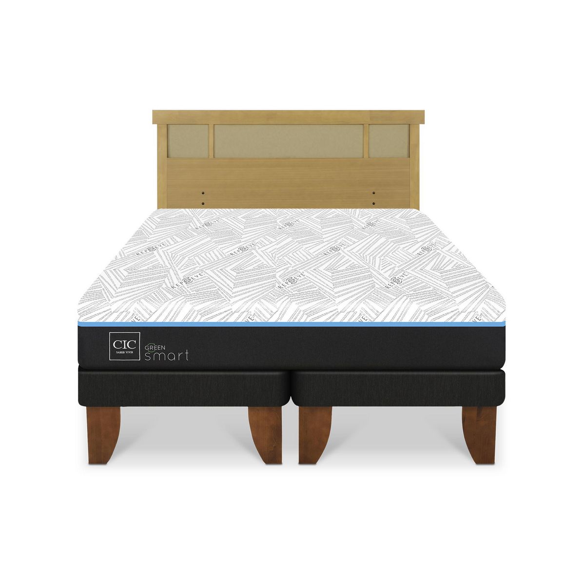 CIC - Cama 2 plazas Europea Green Infinity Azul / Blanco