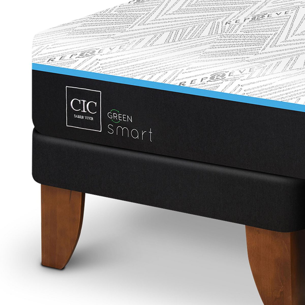 CIC - Cama 2 plazas Europea Green Infinity Azul / Blanco