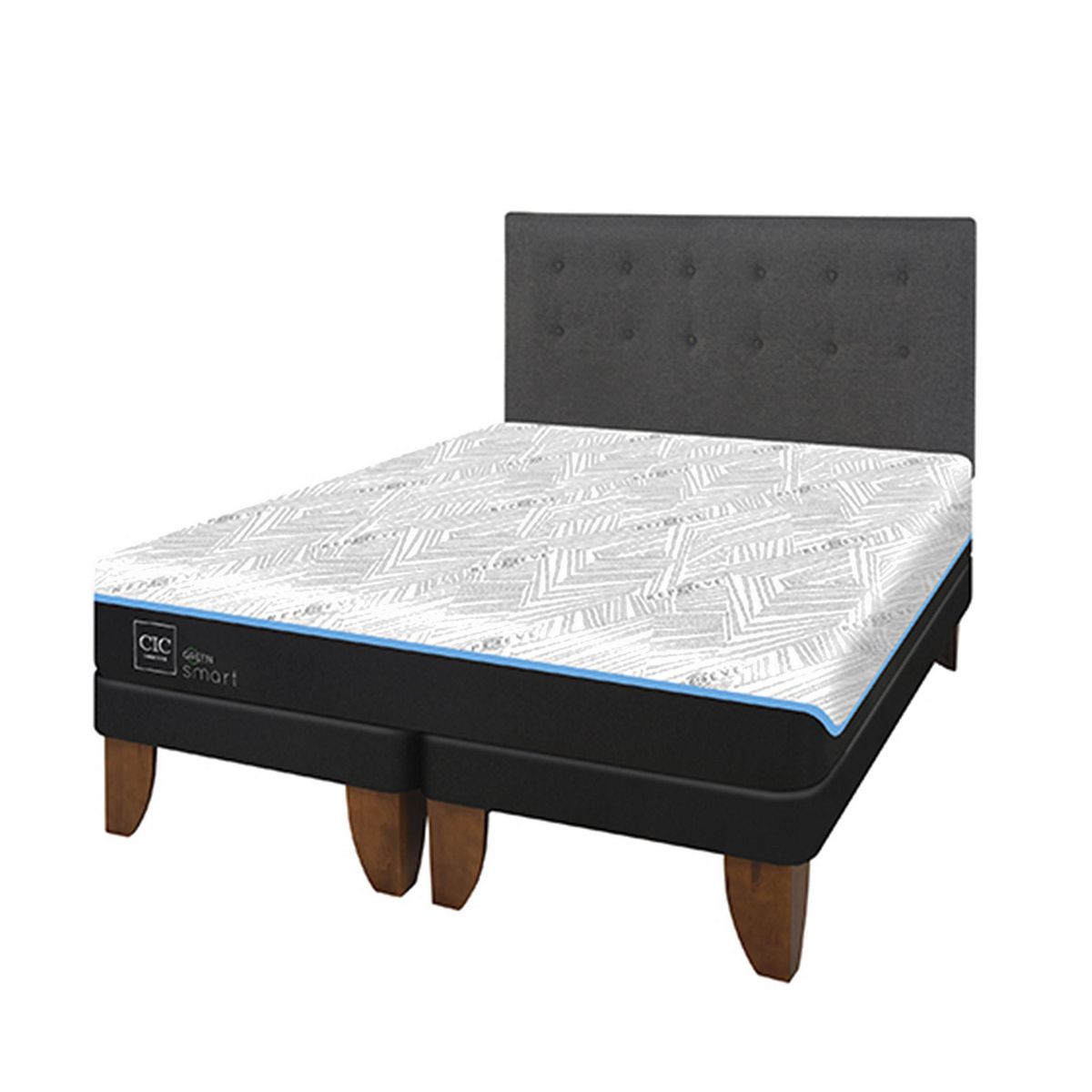 CIC - Cama 2 plazas Europea Green Infinity Azul / Blanco