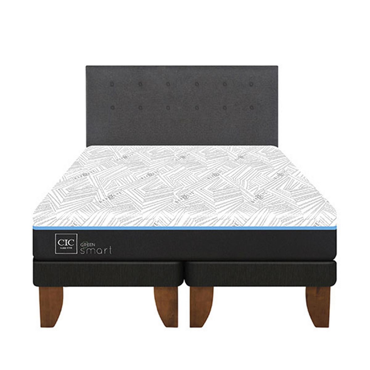 CIC - Cama 2 plazas Europea Green Infinity Azul / Blanco