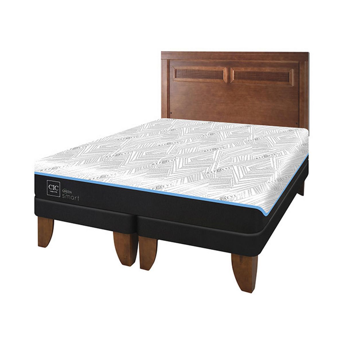 CIC - Cama King Europea Green Infinity Azul / Blanco