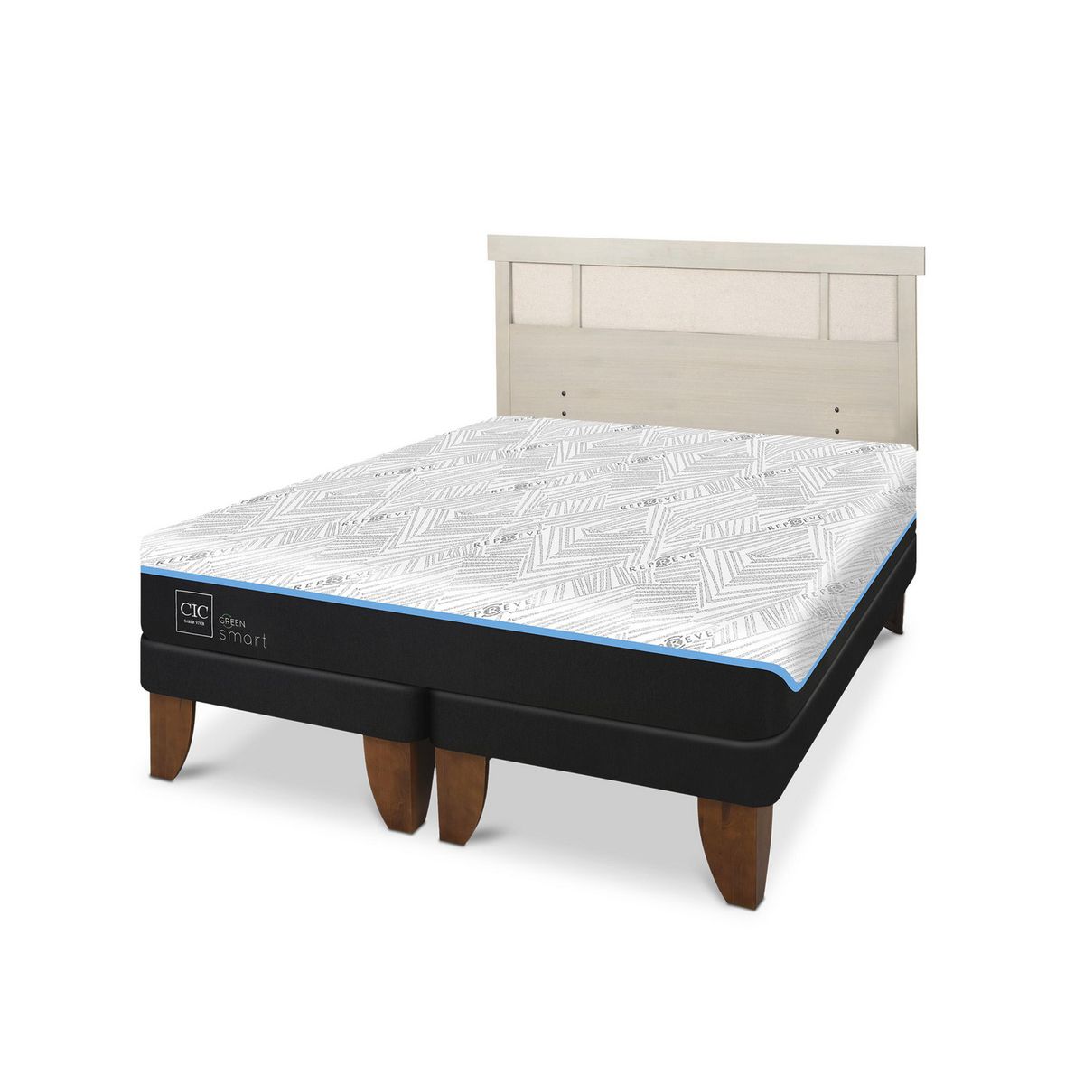 CIC - Cama King Europea Green Infinity Azul / Blanco