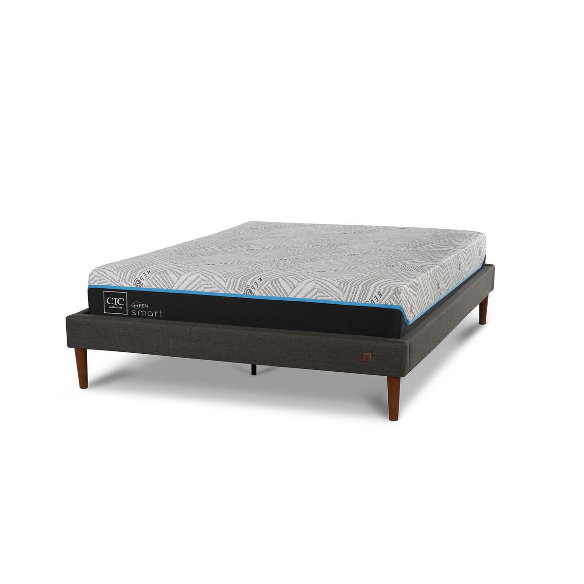 CIC - Cama 2 plazas Europea Green Infinity Azul / Blanco