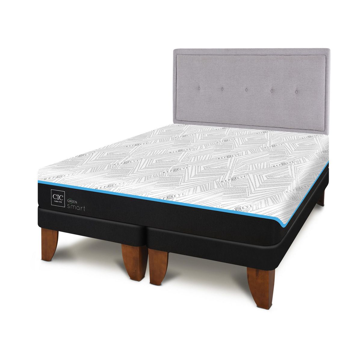 CIC - Cama 2 plazas Europea Green Infinity Azul / Blanco