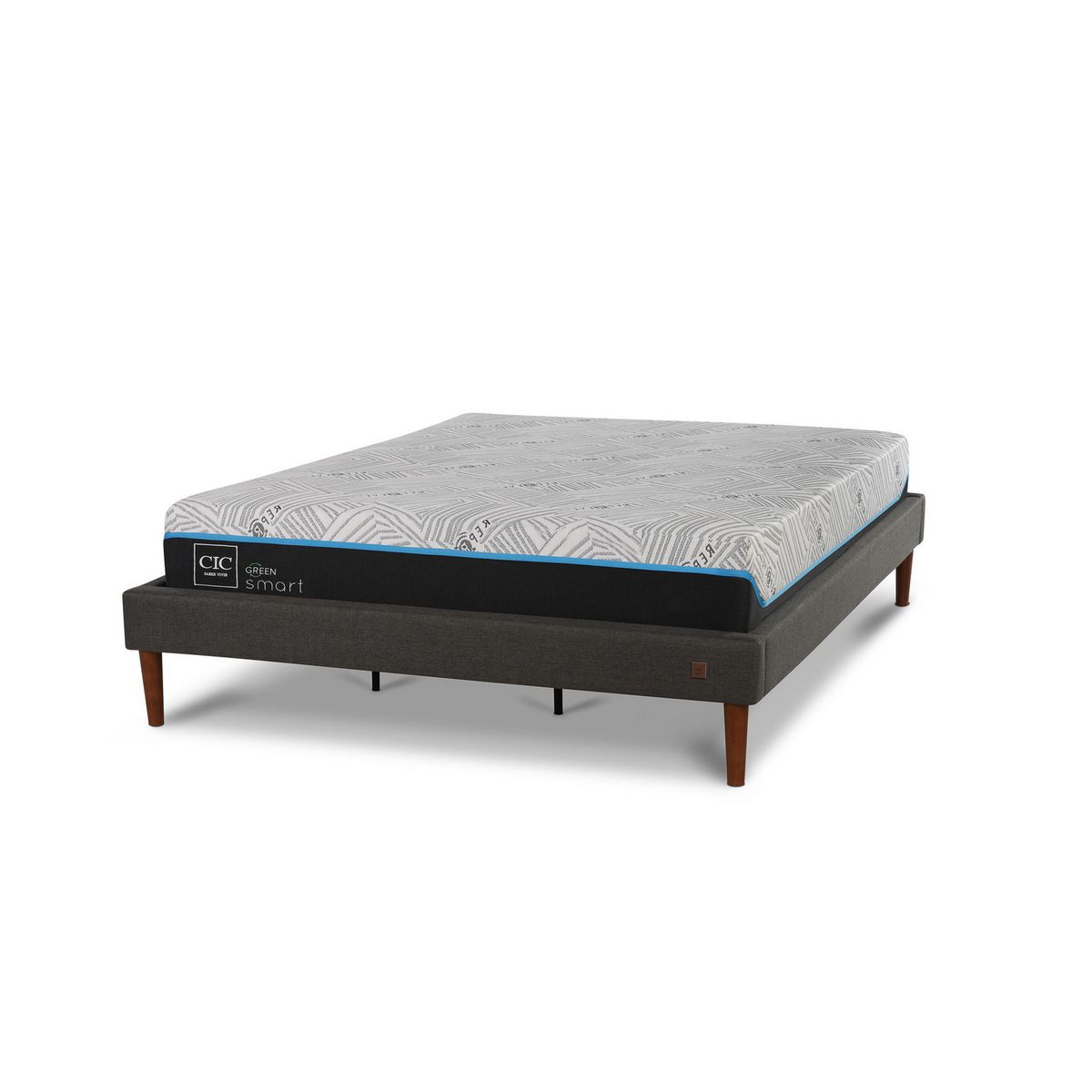 CIC - Cama King Europea Green Infinity Azul / Blanco