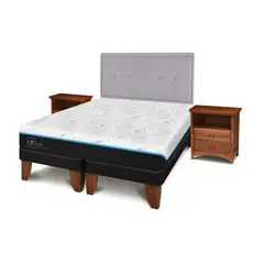CIC - Cama King Europea Green Infinity Azul / Blanco
