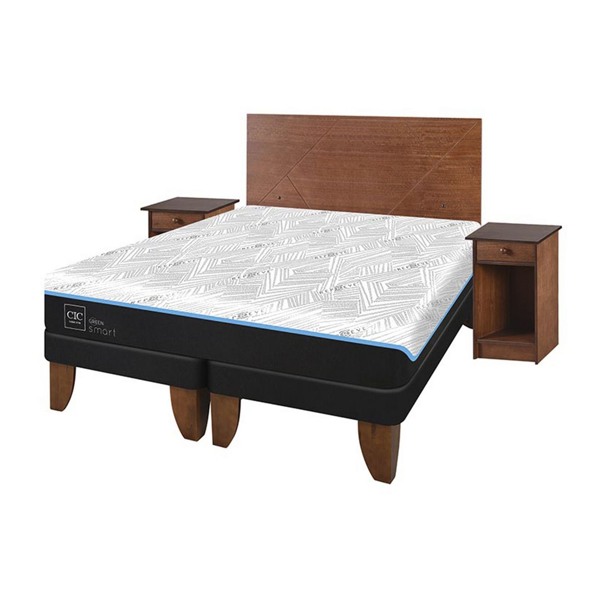 CIC - Cama 2 plazas Europea Green Infinity Azul / Blanco