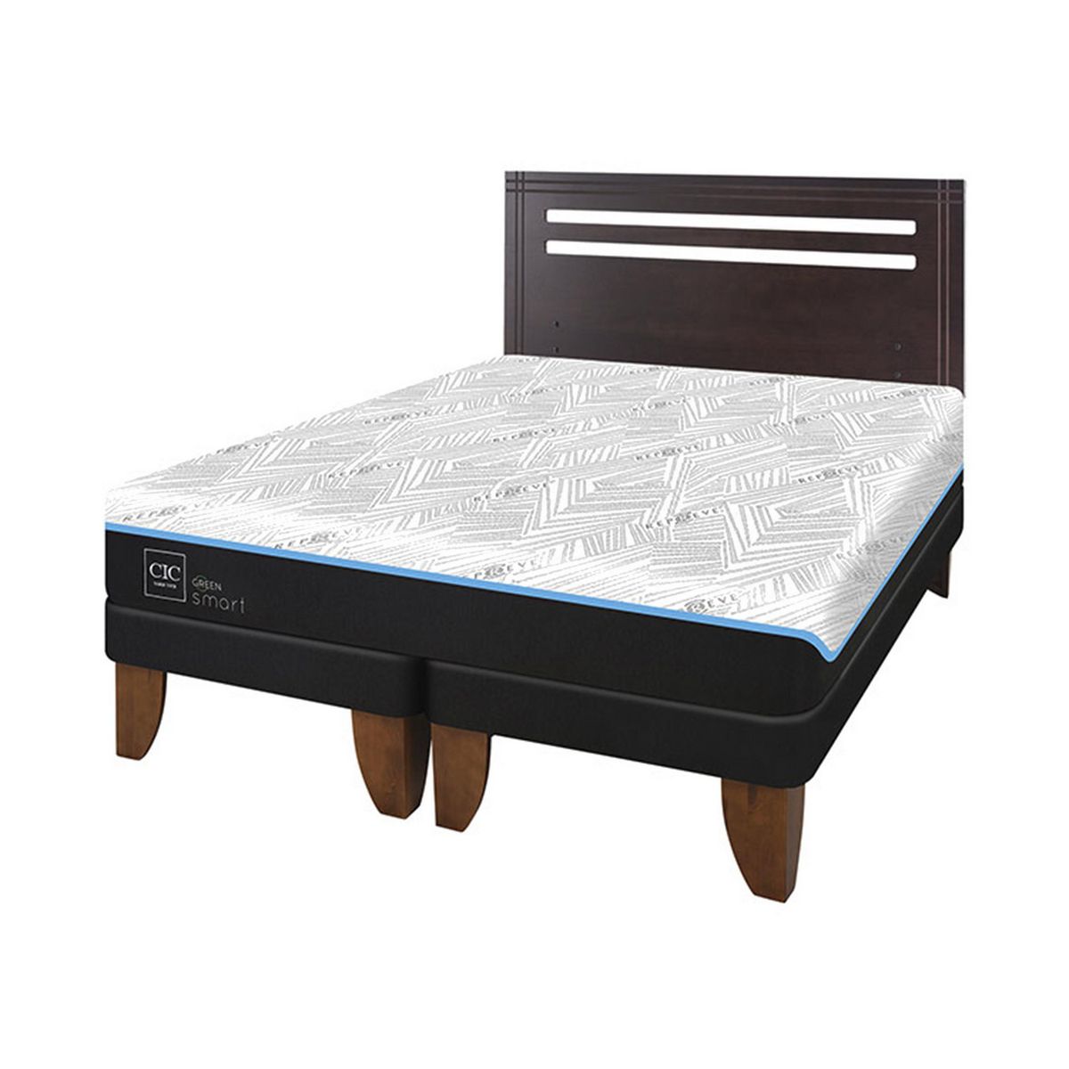 CIC - Cama 2 plazas Europea Green Infinity Azul / Blanco