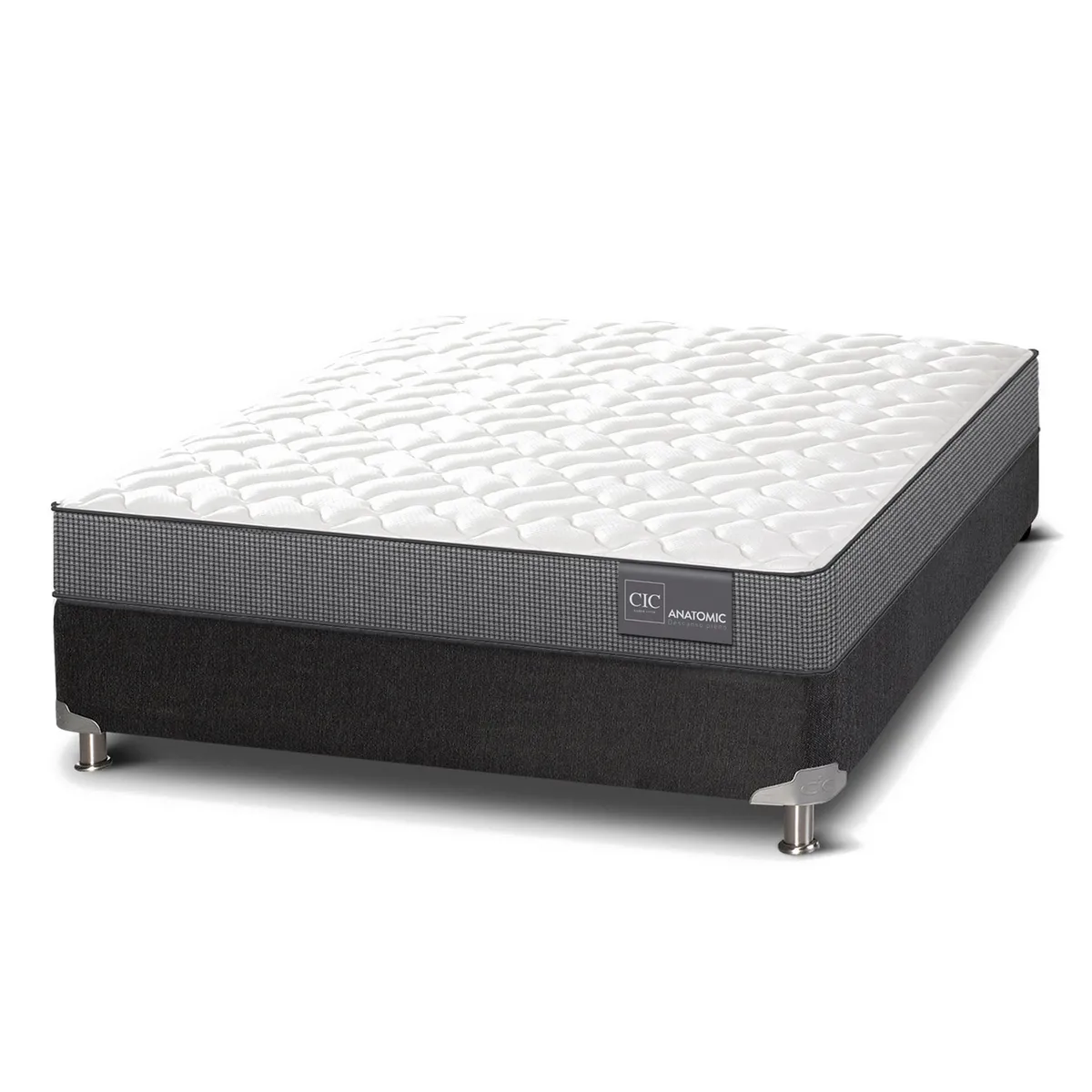 CIC - Box Spring Full Americana Anatomic Gris / Blanco