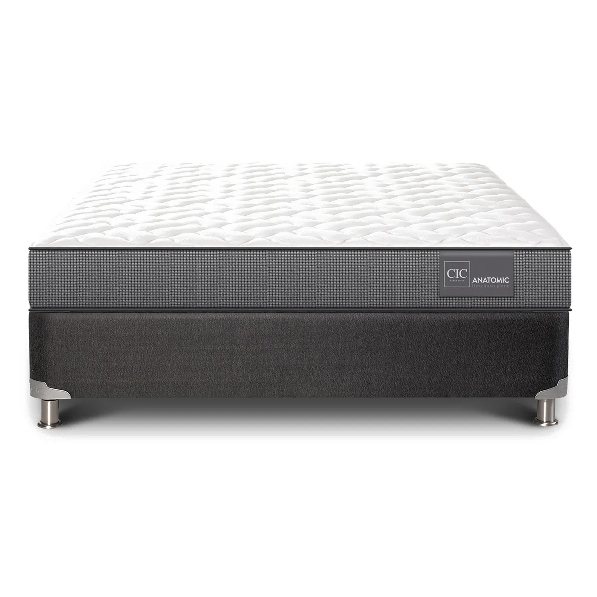 CIC - Box Spring Full Americana Anatomic Gris / Blanco
