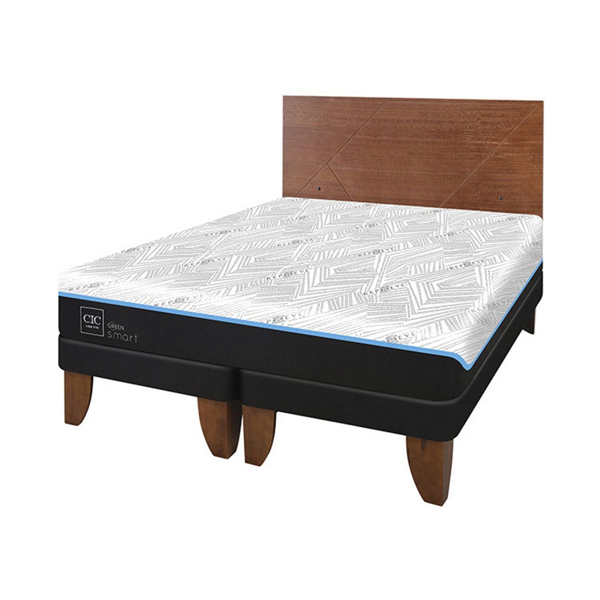 CIC - Cama 2 plazas Europea Green Infinity Azul / Blanco