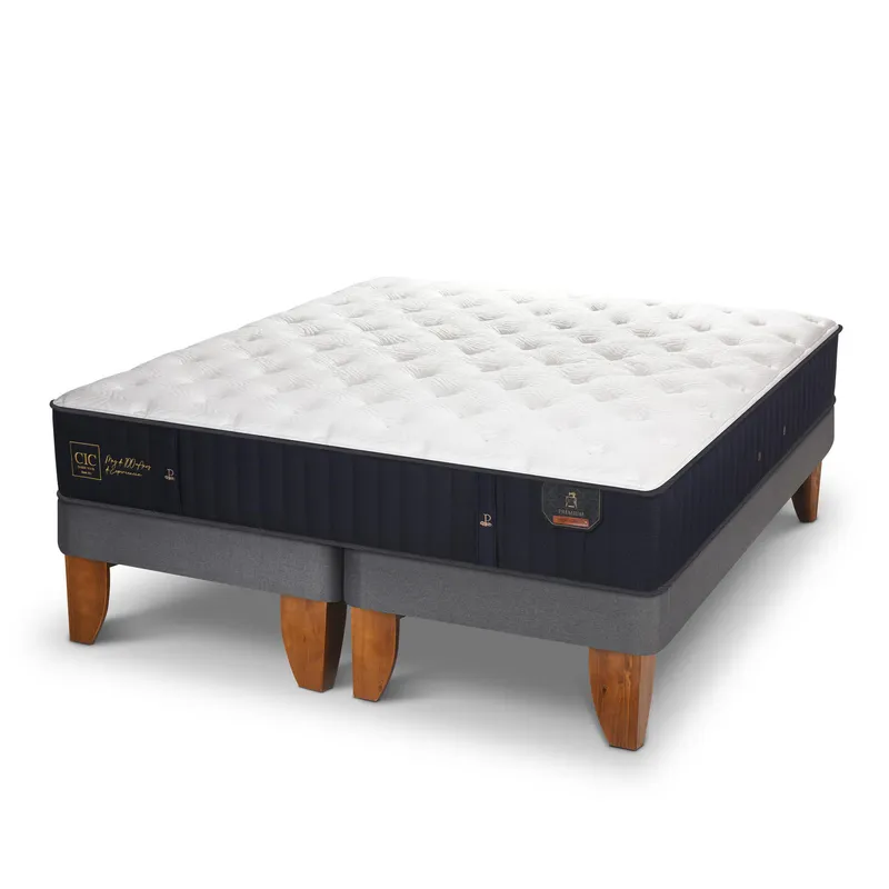 CIC - Cama Queen Europea Premium Azul / Blanco