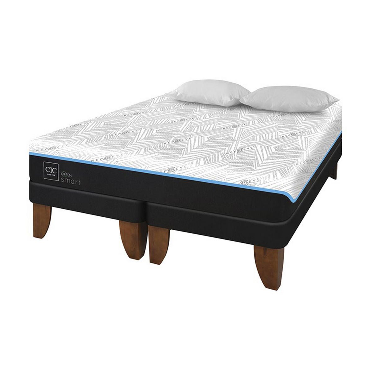 CIC - Cama King Europea Green Infinity Azul / Blanco