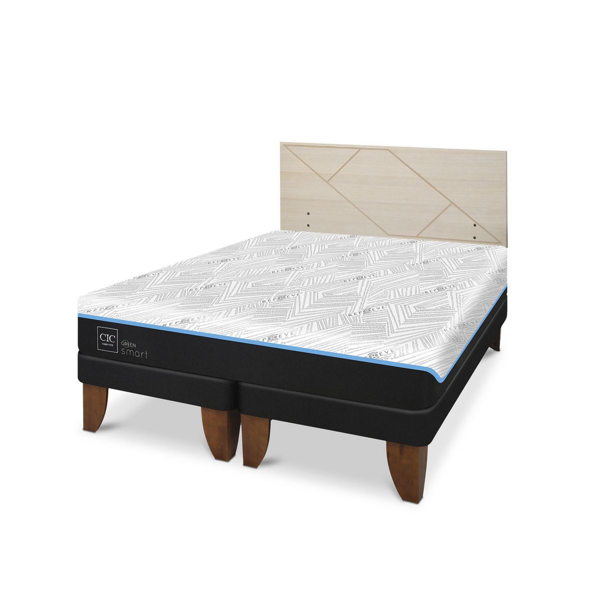 CIC - Cama 2 plazas Europea Green Infinity Azul / Blanco