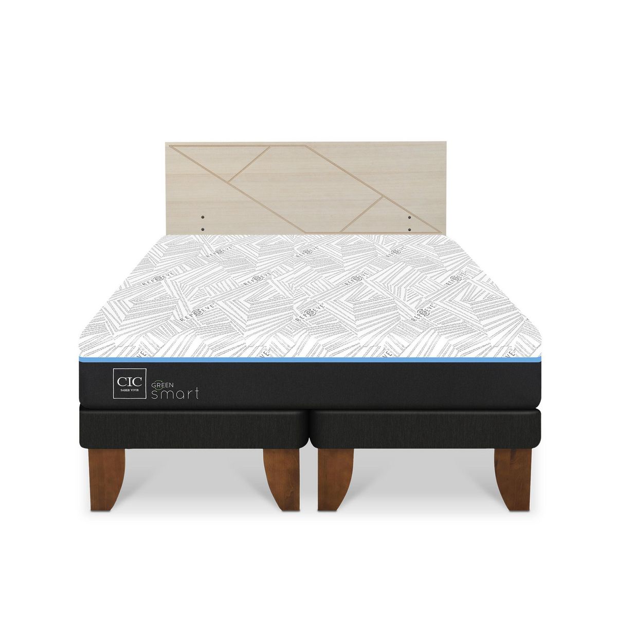 CIC - Cama 2 plazas Europea Green Infinity Azul / Blanco