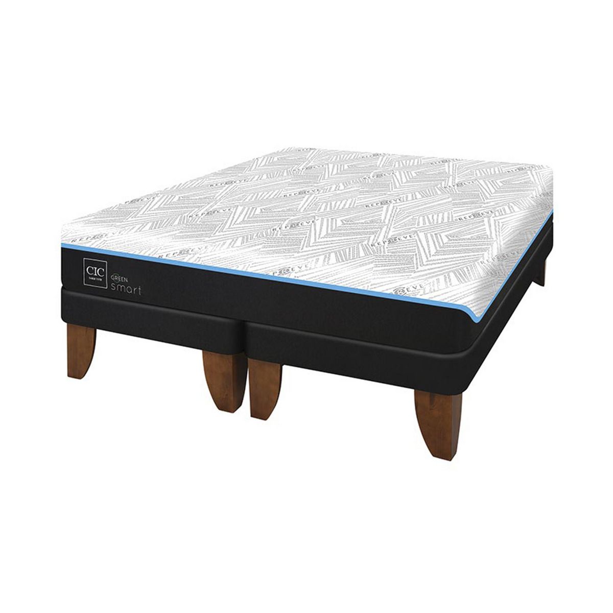 CIC - Cama 2 plazas Europea Green Infinity Azul / Blanco