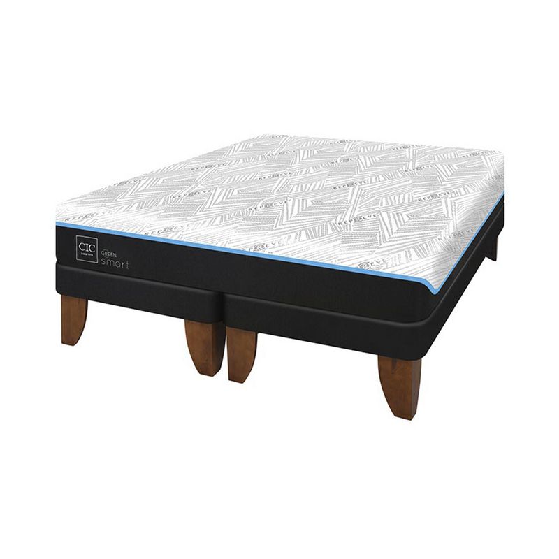 CIC - Cama King Europea Green Infinity Azul / Blanco