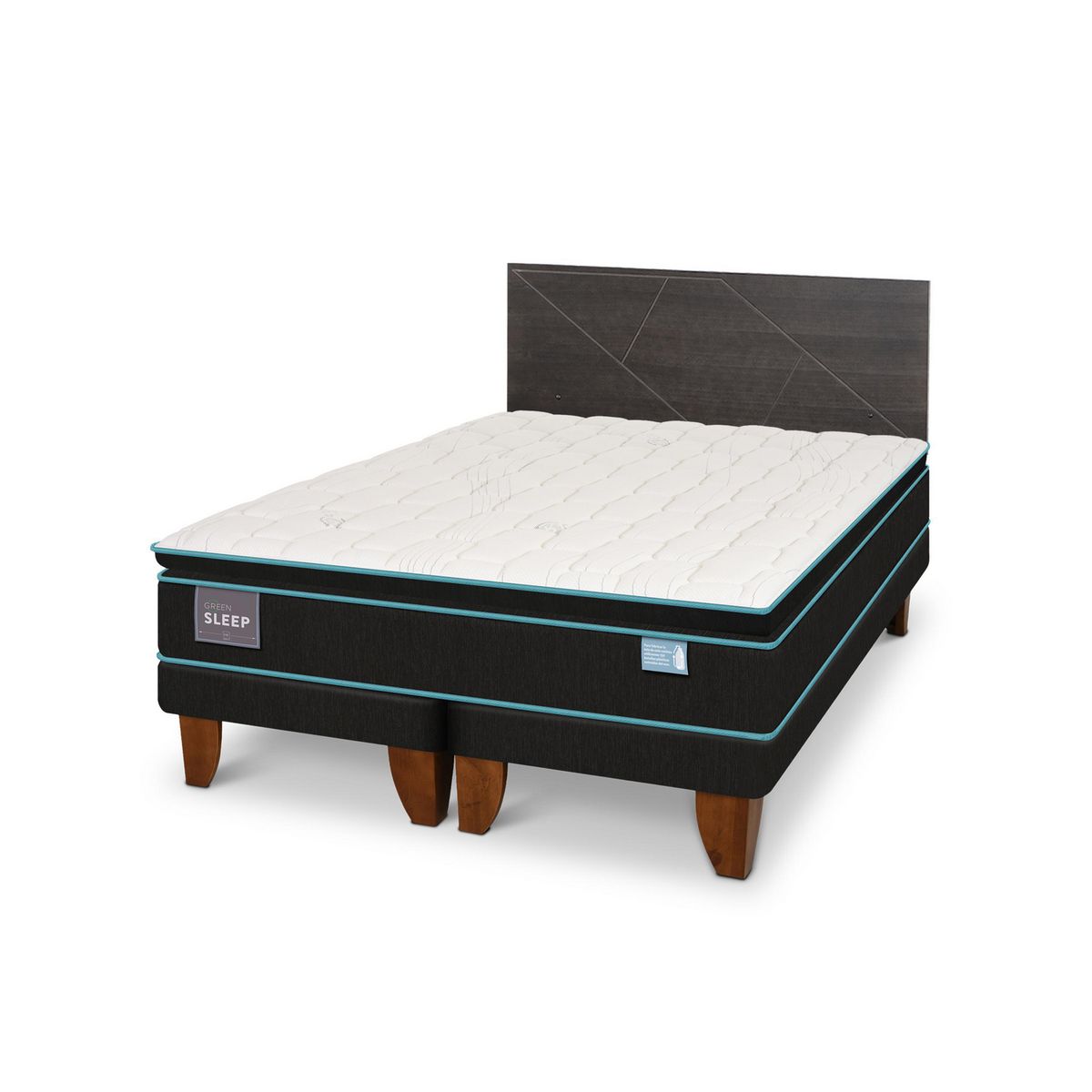 CIC - Cama 2 plazas Europea Green Infinity Azul / Blanco