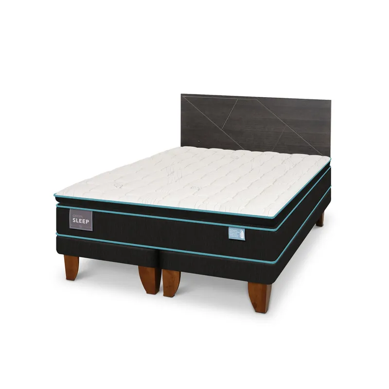 CIC - Cama 2 Plazas Europea Green Infinity Azul / Blanco