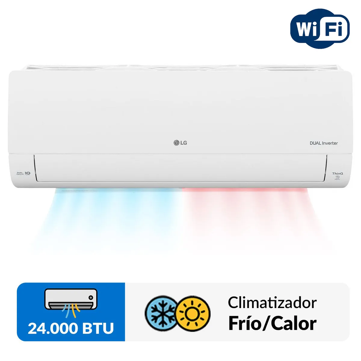 LG - Aire Acondicionado Split Dualcool Inverter 24.000 BTU Wifi Frio-Calor