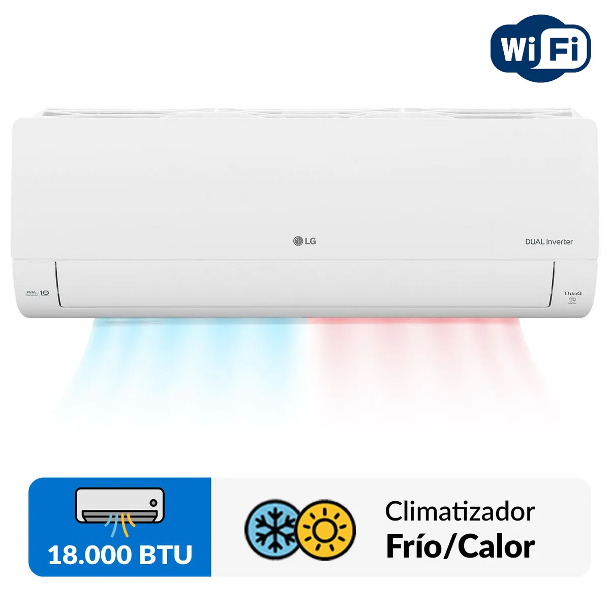 LG - Aire Acondicionado Split Dualcool Inverter 18.000 BTU Wifi Frio-Calor