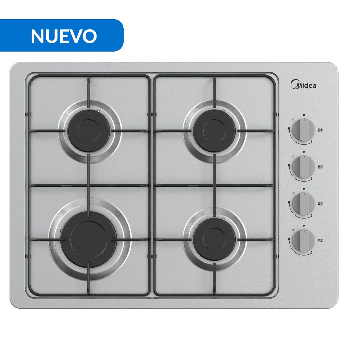 MIDEA - Encimera Gas Licuado 4 Platos Grey MG60SL405